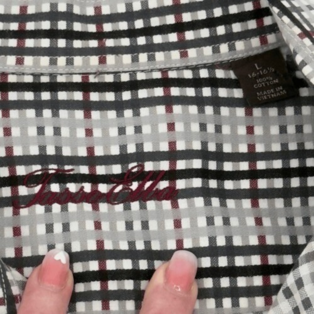 Tasso Elba Plaid Button-Up Shirt‎ L - Picture 6 of 7